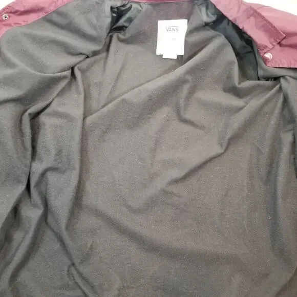 Vans Off The Wall Unisex Kids Youth Burgundy Snap Front Windbreaker Size XL